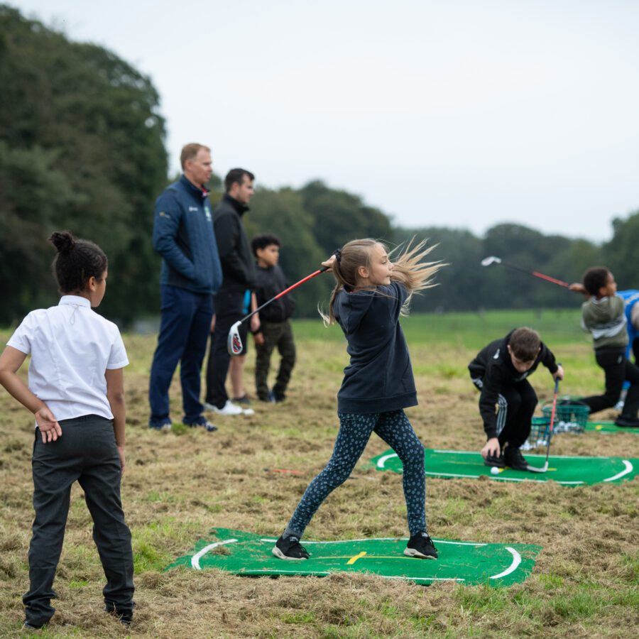 Children playing golf at Hulton Park.